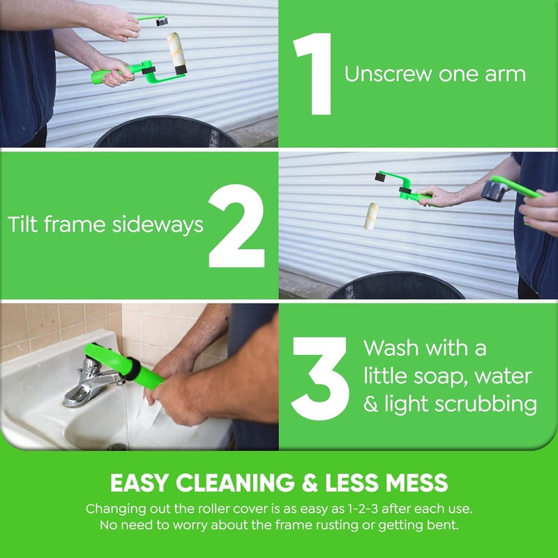 BetterGrip Store Ergonomic Versatile Lightweight Durable Paint Roller - 4 inch Paint Roller Frame Kit with Extension Handle - Comfortable Grip Minimizes Soreness & Fatigue, Complete Paint Projects Quicker - Image 5